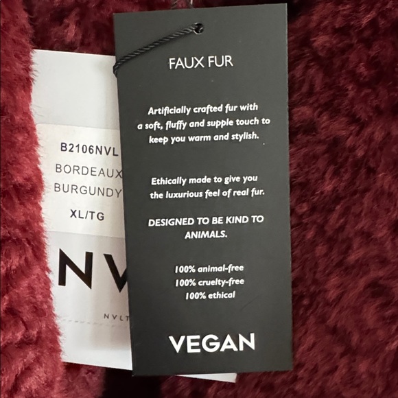 NVLT Burgundy Faux Shearling Jacket - Picture 8 of 8